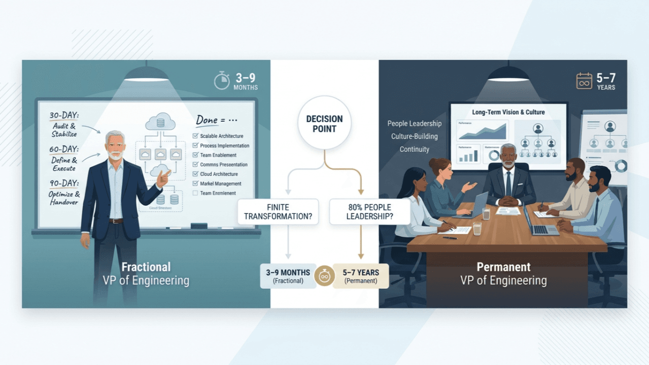 When to Hire a Fractional VP of Engineering vs. a Permanent Executive — article cover