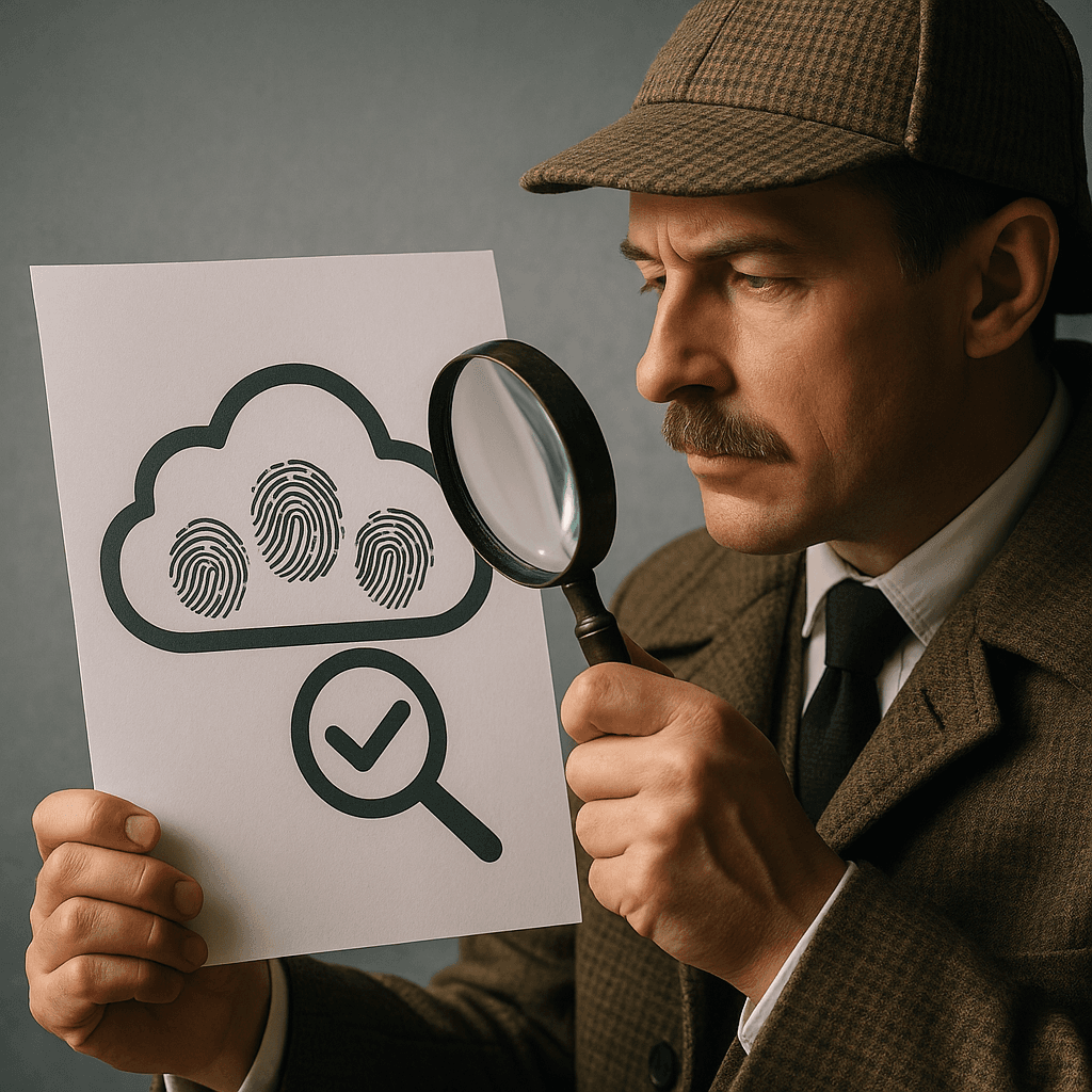 Assessment and analysis - magnifying glass over architectural diagram