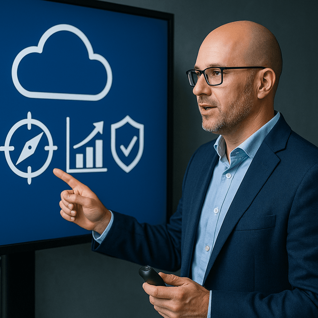 Cloud Strategist presenting strategic solutions